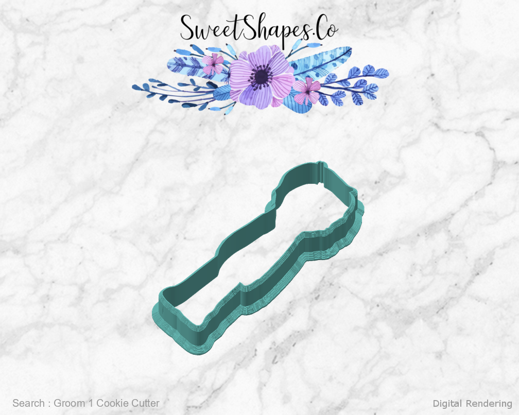 Groom 1 Cookie Cutter — angled front view