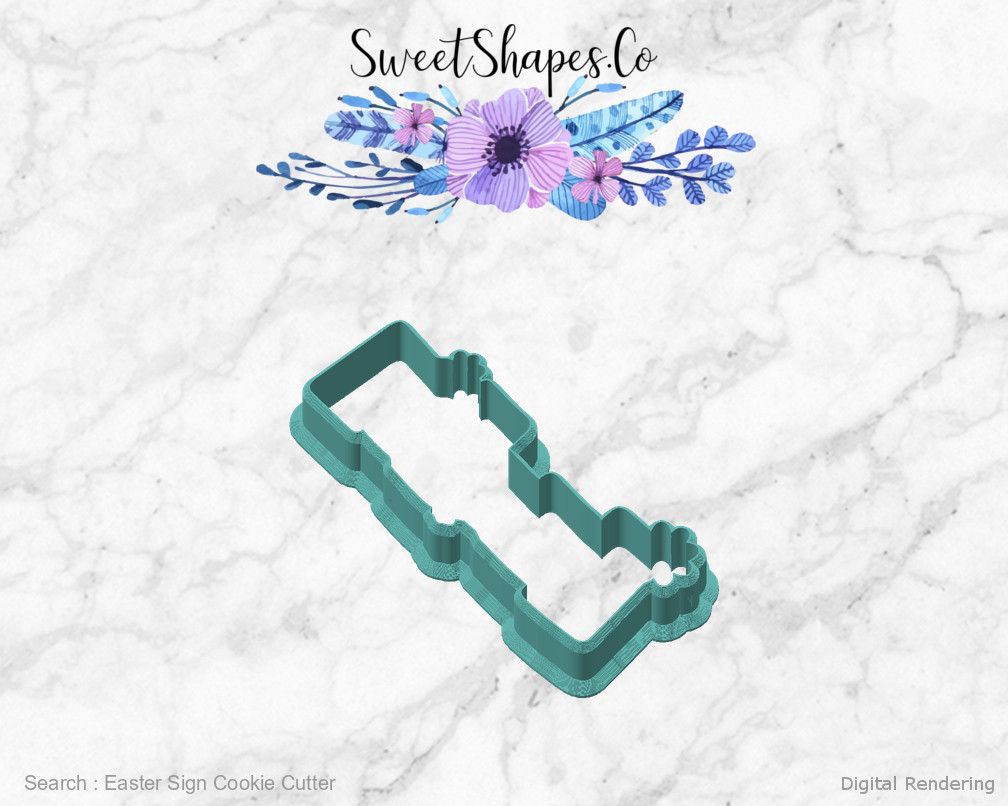 Easter Sign Cookie Cutter — angled front view