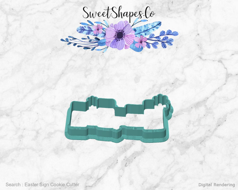 Easter Sign Cookie Cutter — front view