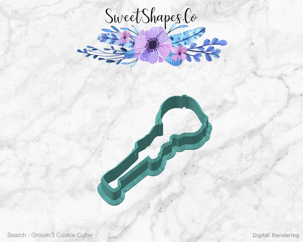 Groom 3 Cookie Cutter — angled front view