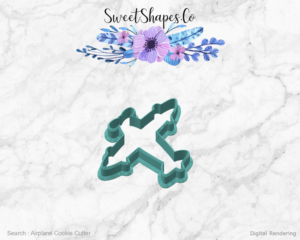 Airplane Cookie Cutter — angled front view