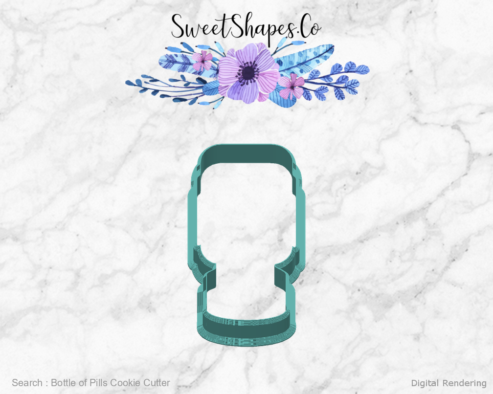 Bottle of Pills Cookie Cutter — back view