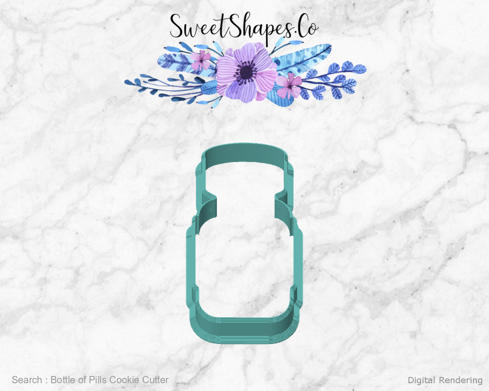 Bottle of Pills Cookie Cutter — front view