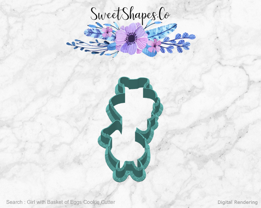 Girl with Basket of Eggs Cookie Cutter — back view