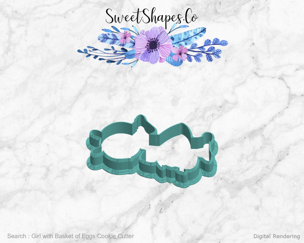Girl with Basket of Eggs Cookie Cutter — left view