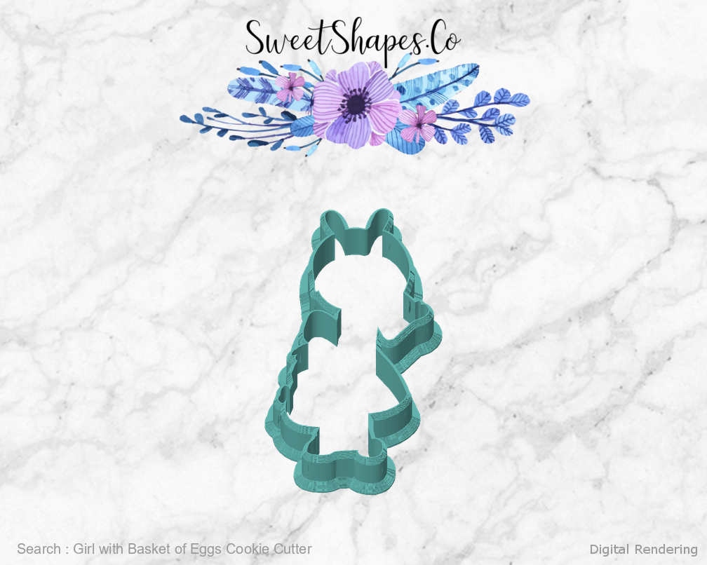 Girl with Basket of Eggs Cookie Cutter — front view