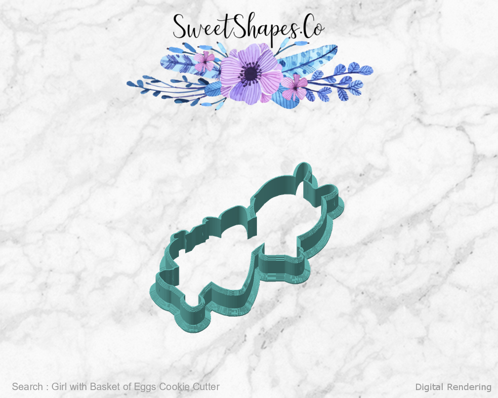 Girl with Basket of Eggs Cookie Cutter — angled front view