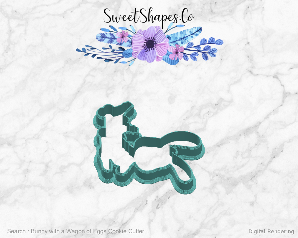 Bunny with a Wagon of Eggs Cookie Cutter — right view