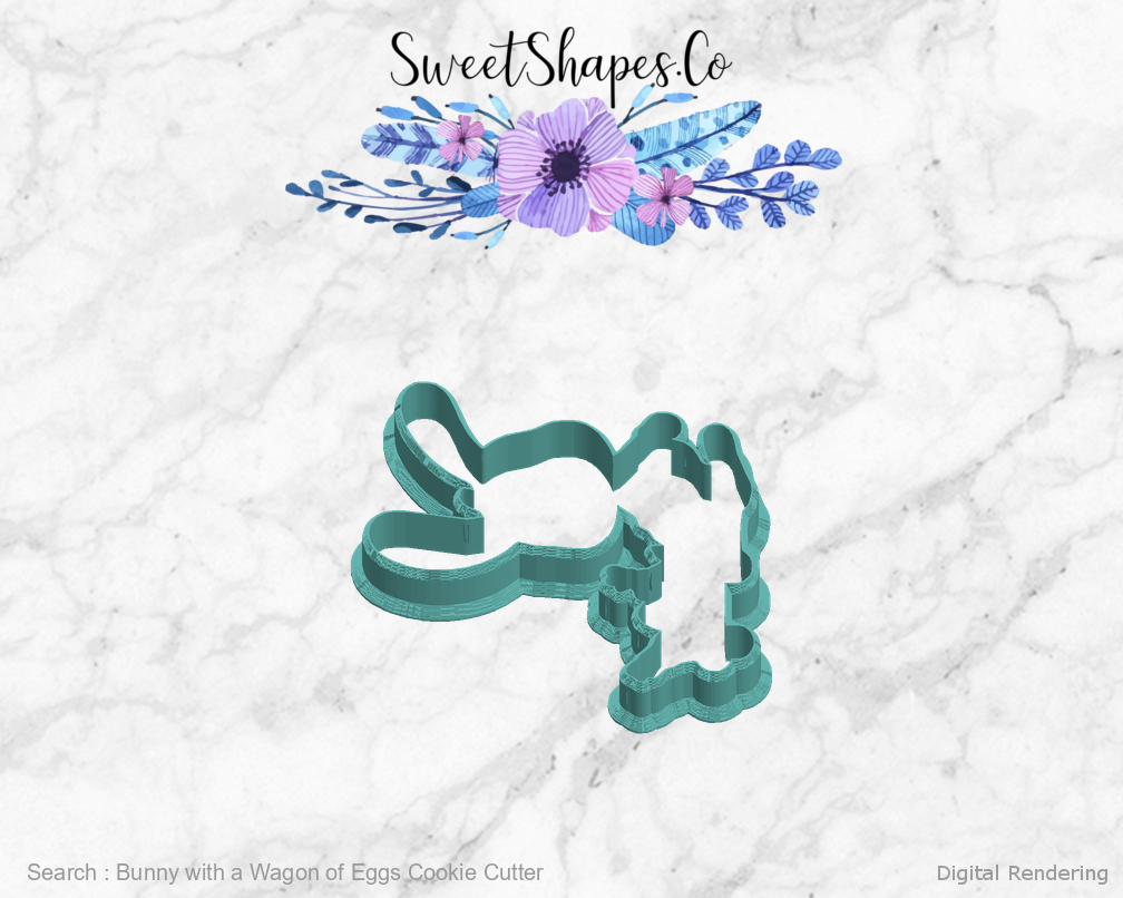 Bunny with a Wagon of Eggs Cookie Cutter — left view