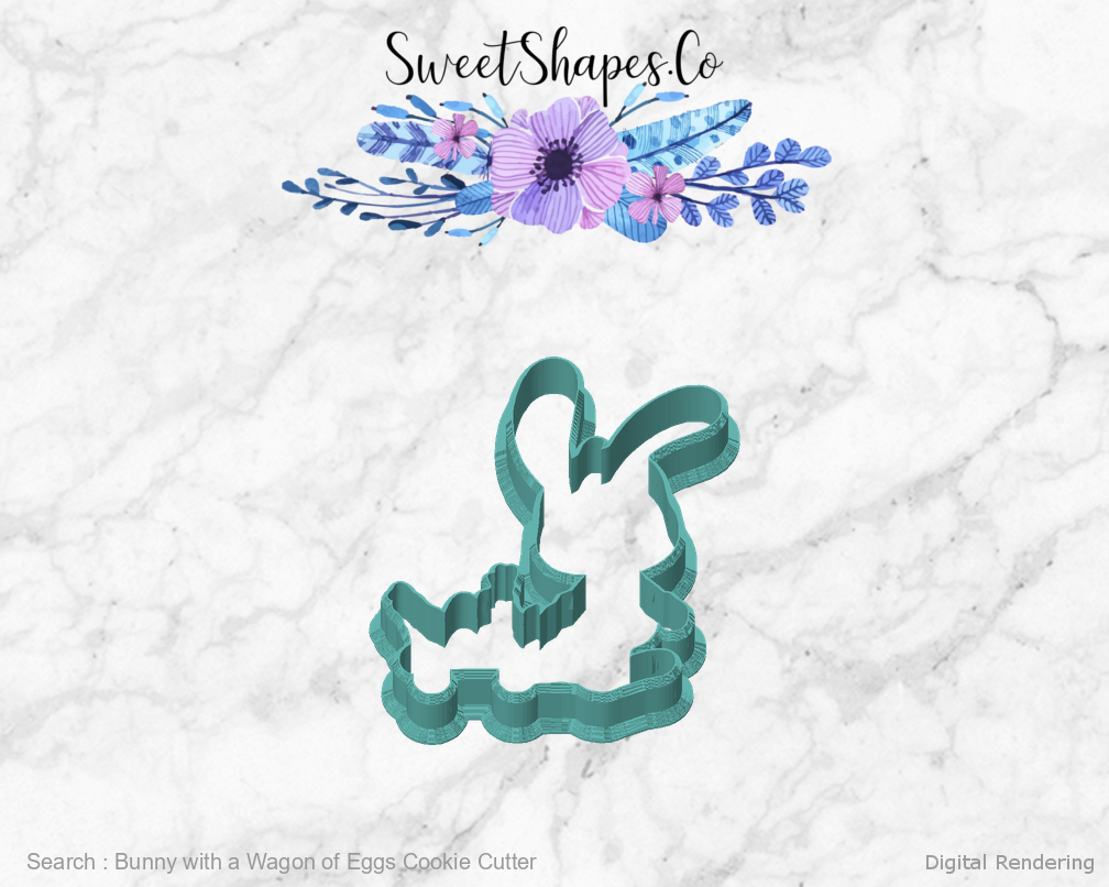 Bunny with a Wagon of Eggs Cookie Cutter — front view