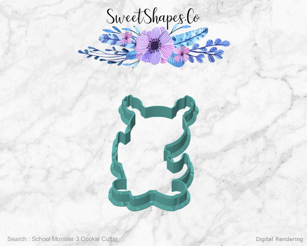 School Monster 3 Cookie Cutter — front view