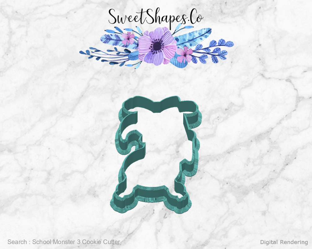 School Monster 3 Cookie Cutter — back view