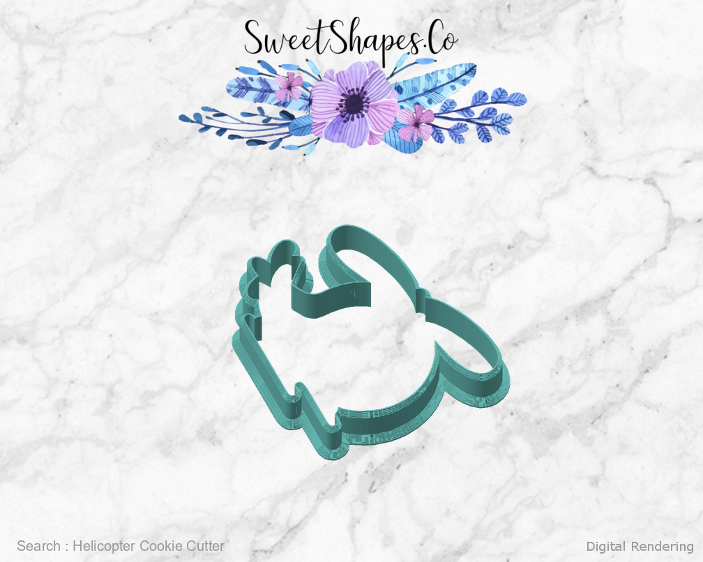 Helicopter Cookie Cutter — angled front view