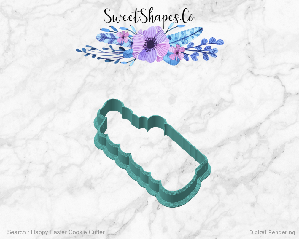 Happy Easter Cookie Cutter — angled front view