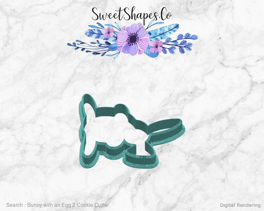 Bunny with an Egg 2 Cookie Cutter — right view
