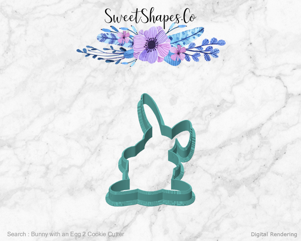 Bunny with an Egg 2 Cookie Cutter — front view