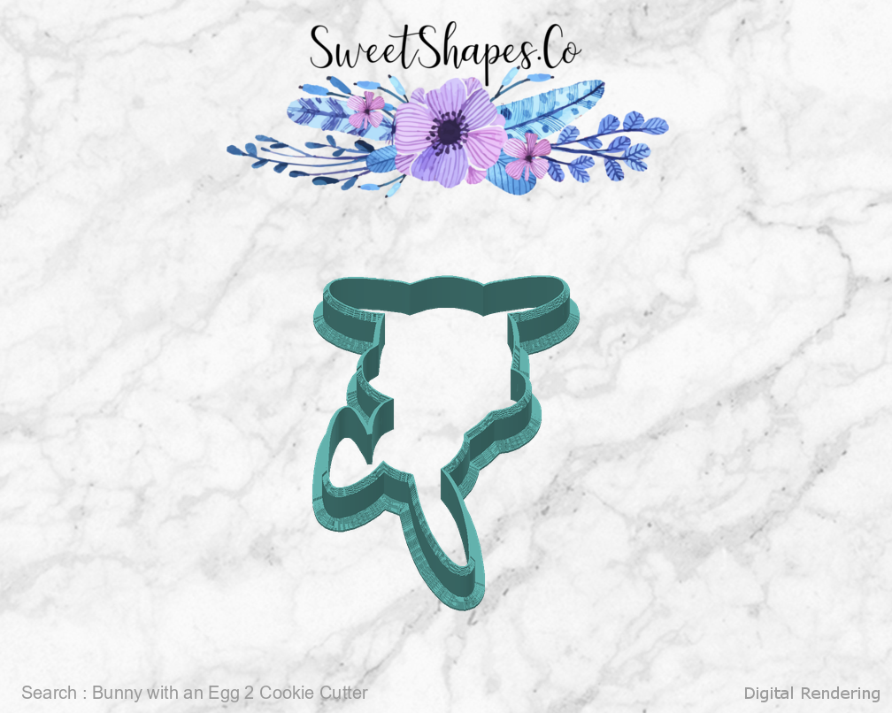 Bunny with an Egg 2 Cookie Cutter — back view