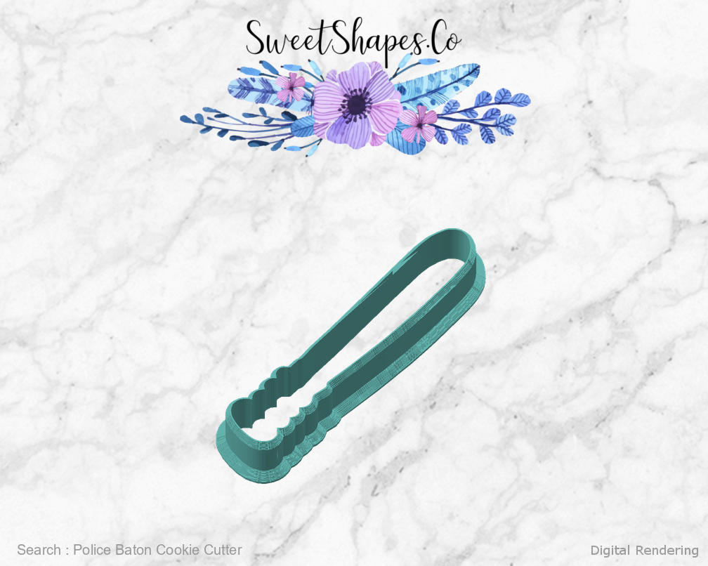 Police Baton Cookie Cutter — angled front view