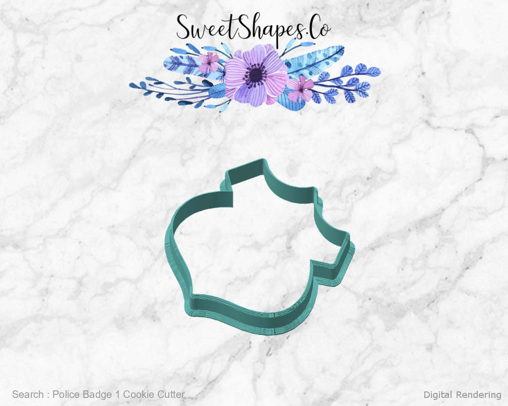 Police Badge 1 Cookie Cutter — angled front view