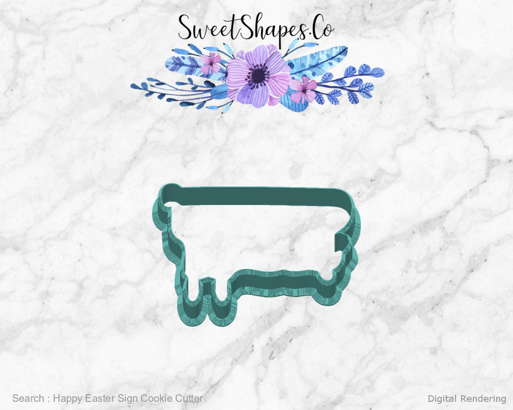 Happy Easter Sign Cookie Cutter — back view