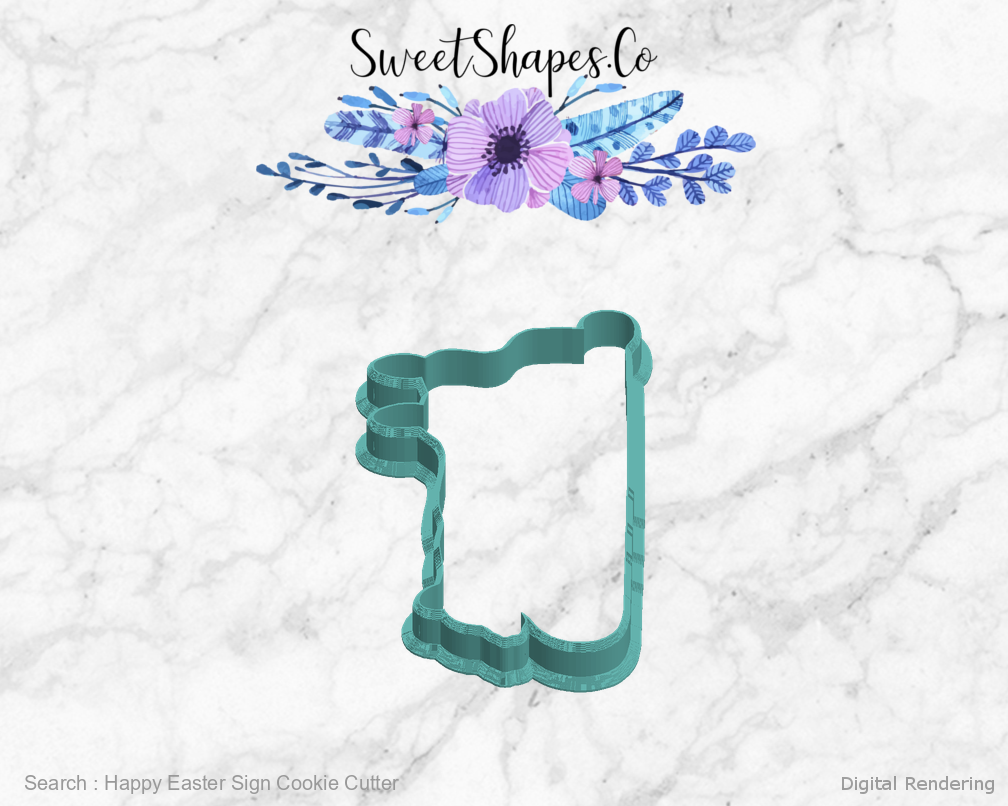 Happy Easter Sign Cookie Cutter — left view