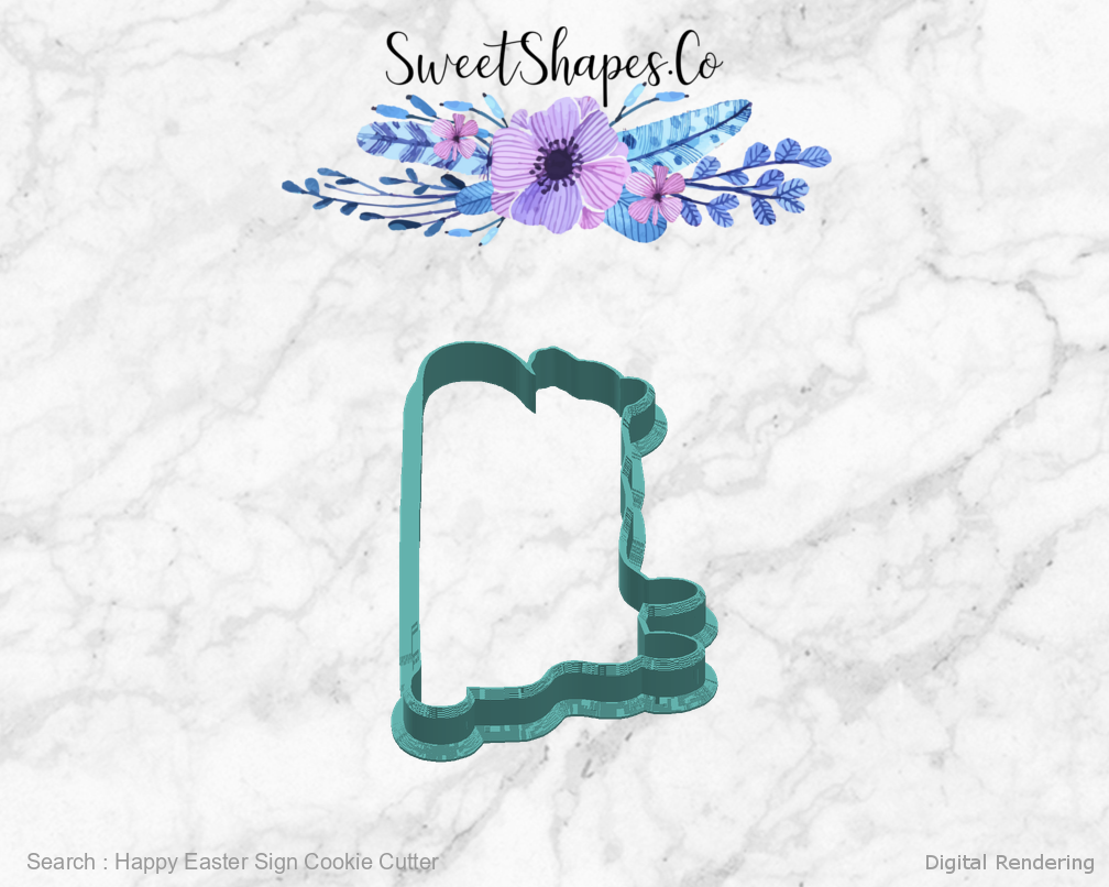 Happy Easter Sign Cookie Cutter — right view