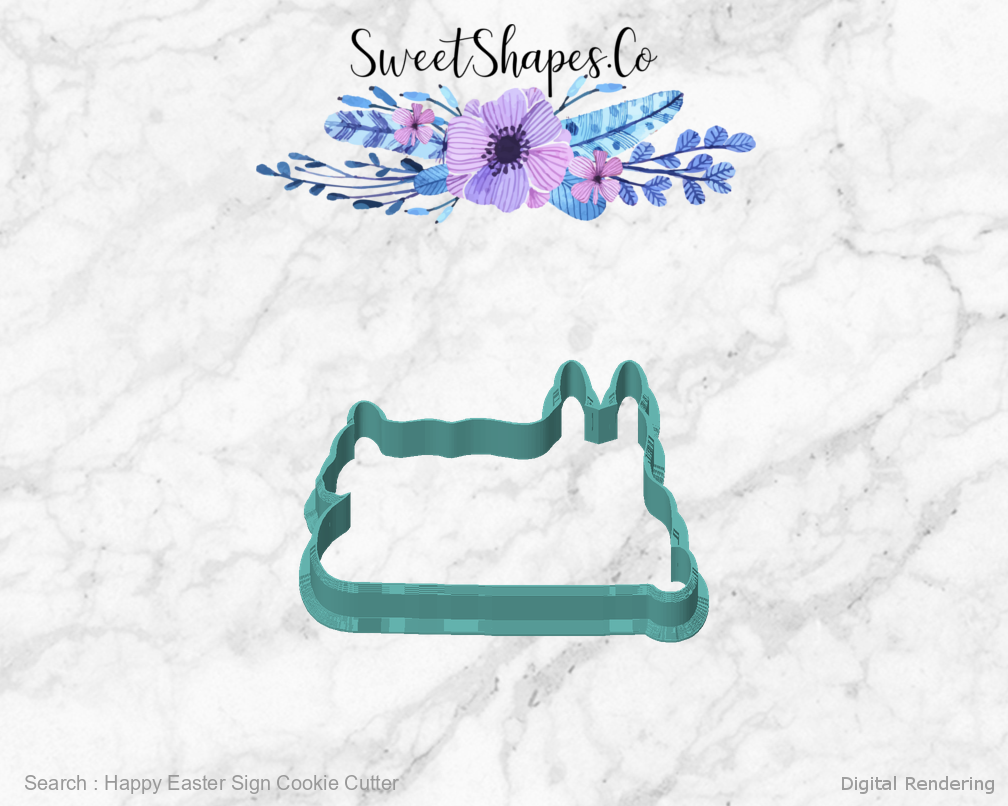Happy Easter Sign Cookie Cutter — front view