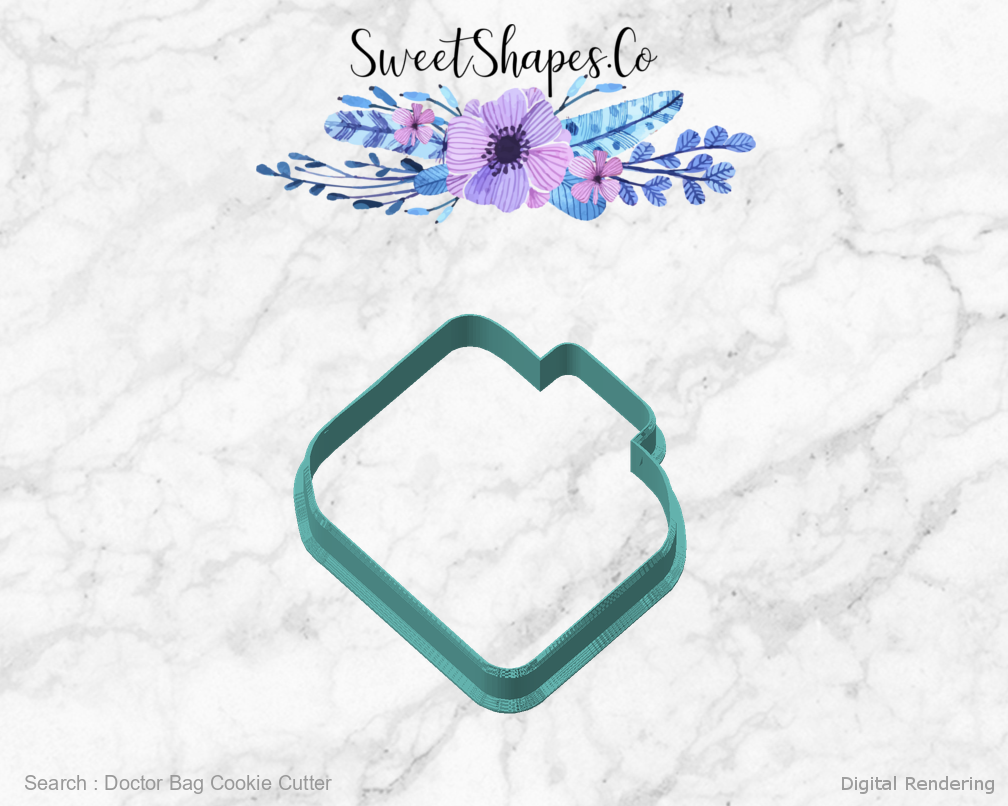 Doctor Bag Cookie Cutter — angled front view