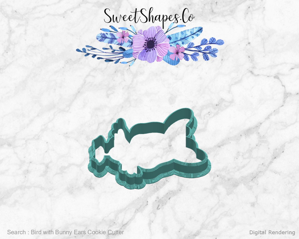 Bird with Bunny Ears Cookie Cutter — right view