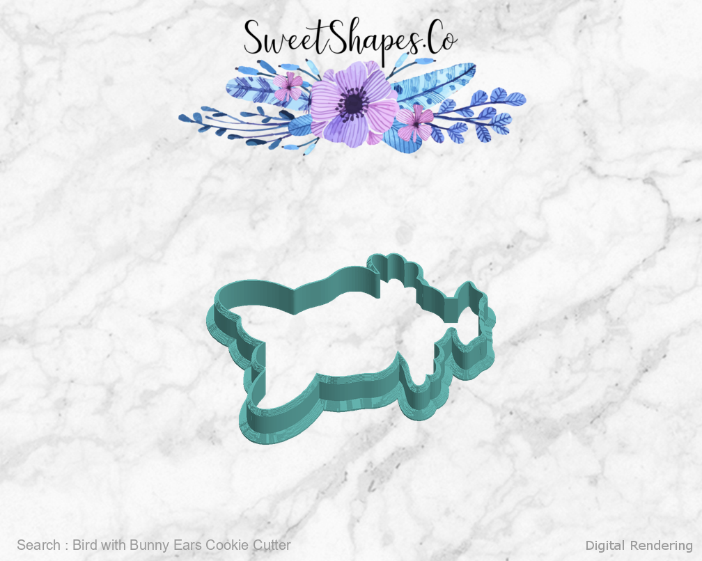Bird with Bunny Ears Cookie Cutter — left view