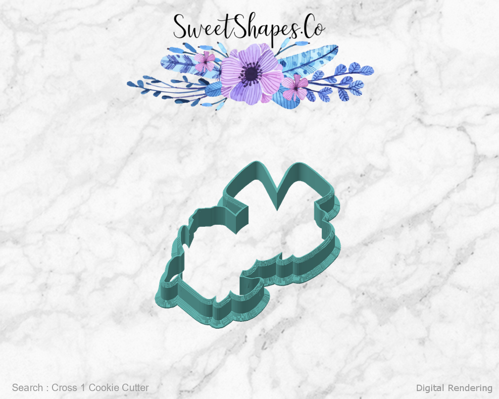 Cross 1 Cookie Cutter — angled front view