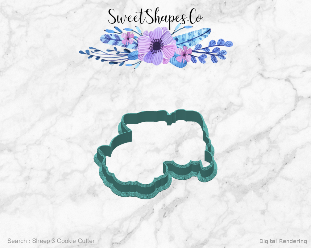 Sheep 3 Cookie Cutter — back view