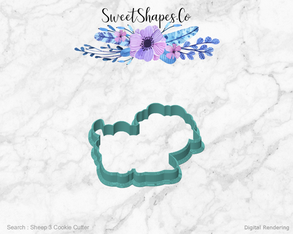 Sheep 3 Cookie Cutter — front view