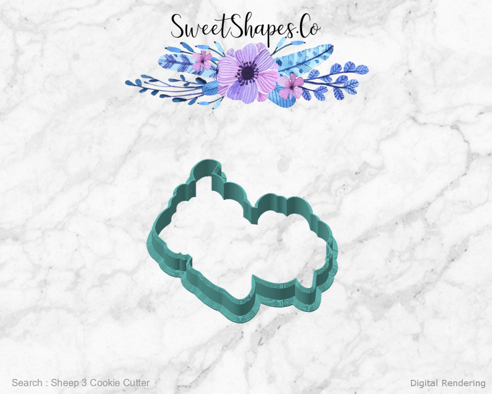 Sheep 3 Cookie Cutter — angled front view