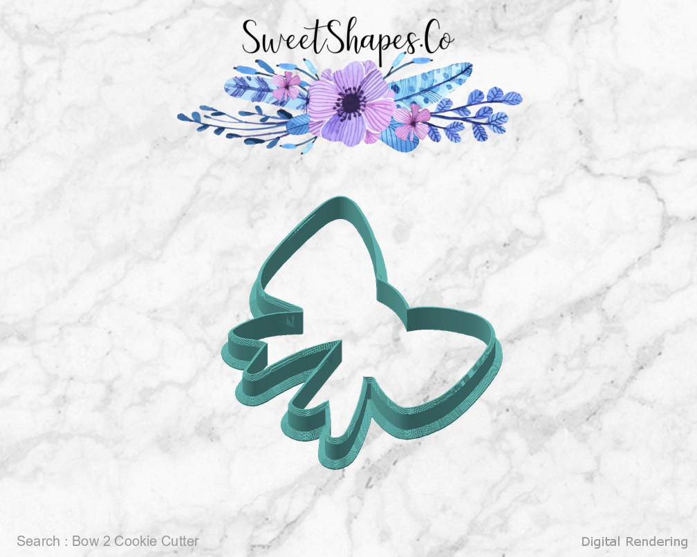 Bow 2 Cookie Cutter — angled front view