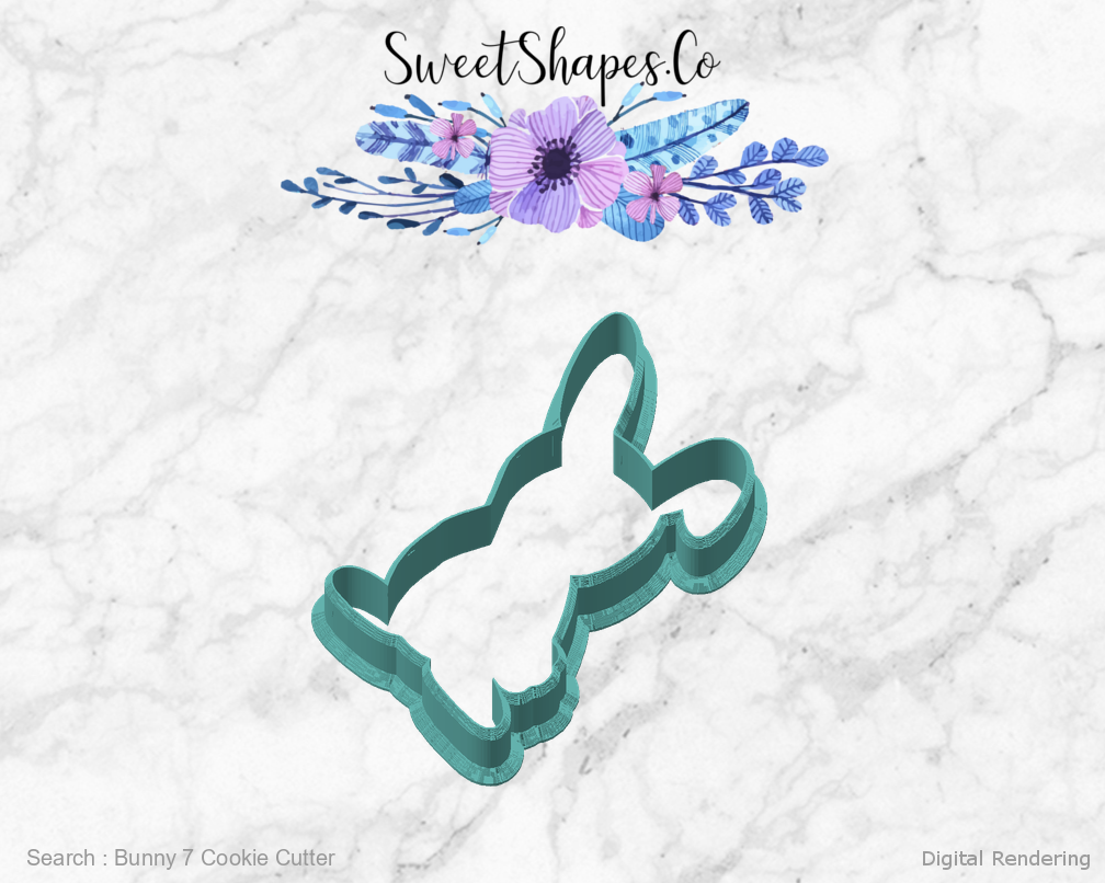 Bunny 7 Cookie Cutter — angled front view