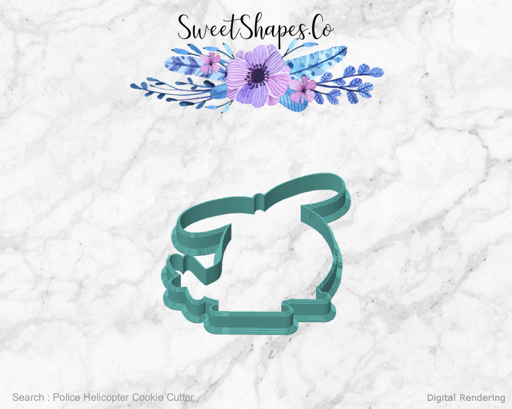 Police Helicopter Cookie Cutter — front view