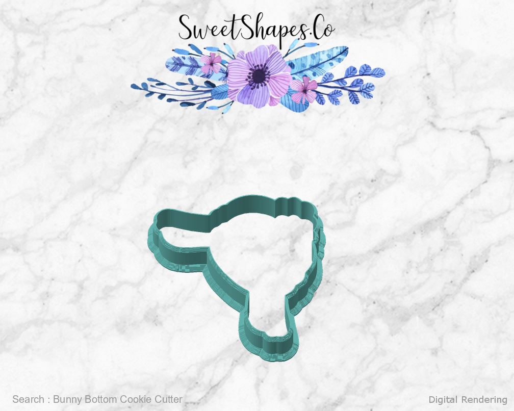 Bunny Bottom Cookie Cutter — angled front view