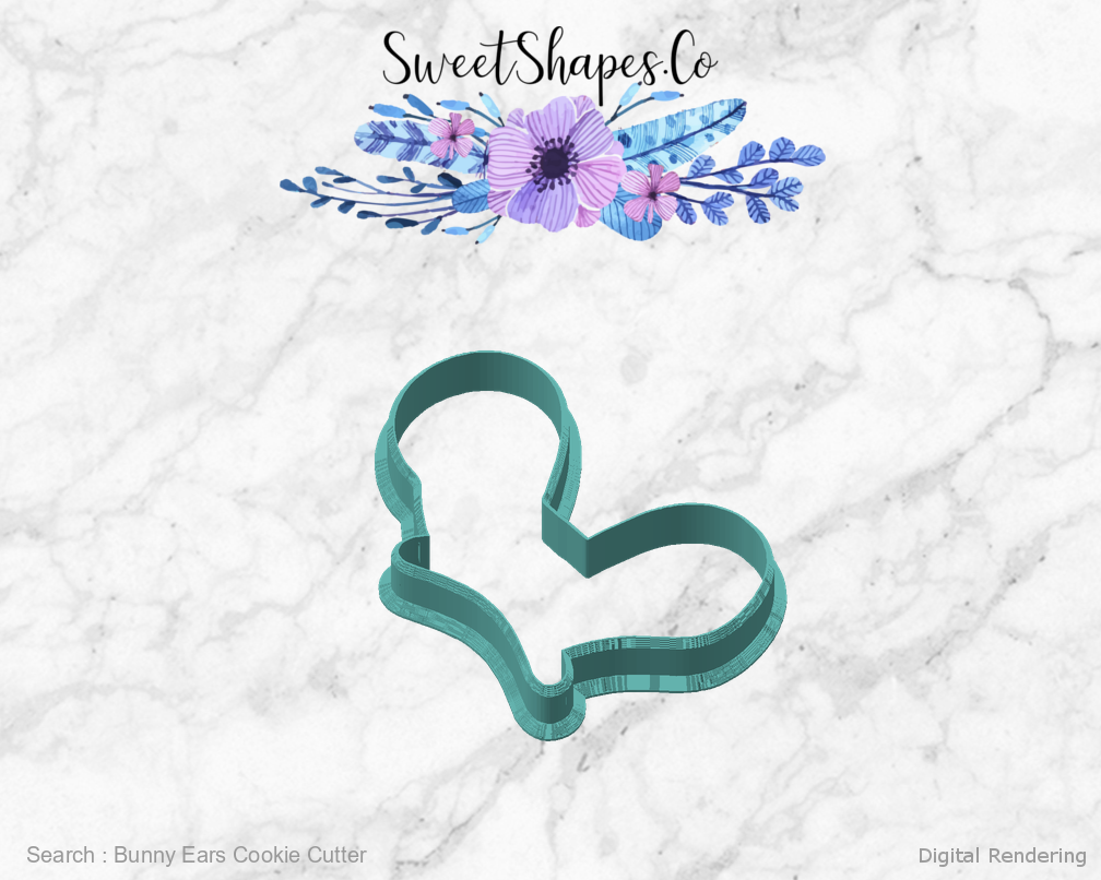 Bunny Ears Cookie Cutter — angled front view
