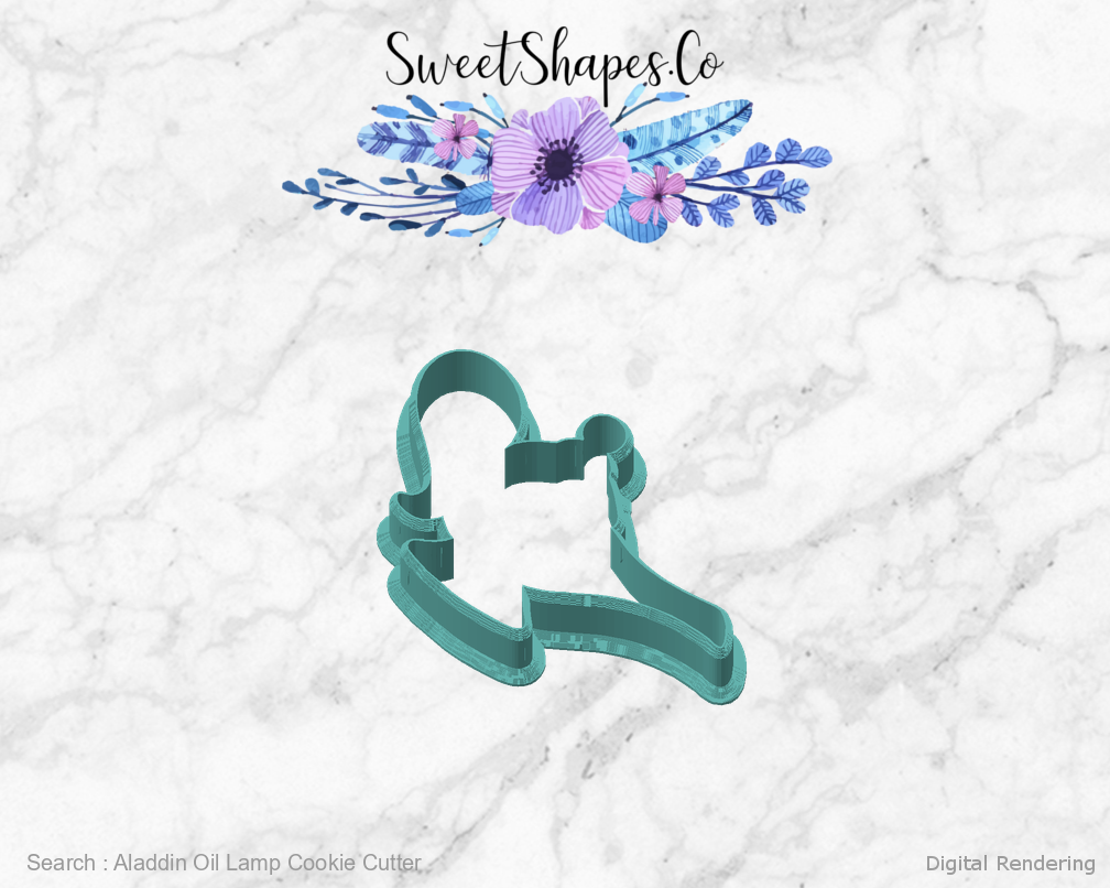Aladdin Oil Lamp Cookie Cutter — angled front view