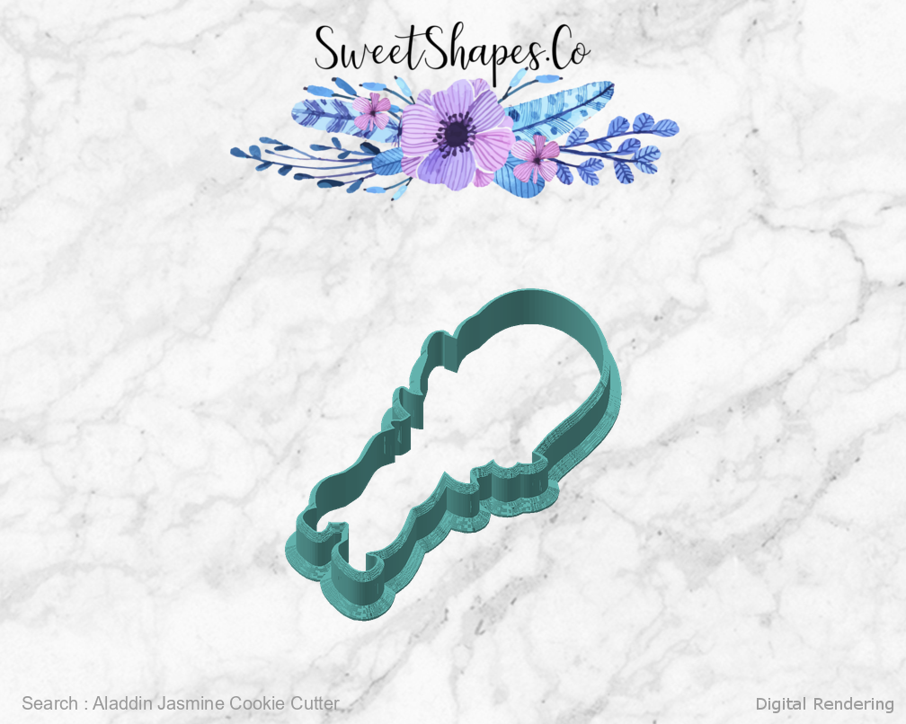 Aladdin Jasmine Cookie Cutter — angled front view