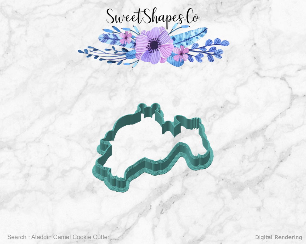 Aladdin Camel Cookie Cutter — angled front view