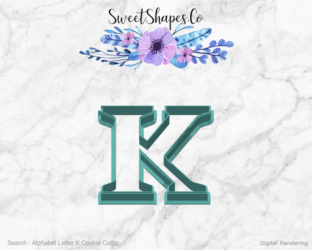 Alphabet Letter K Cookie Cutter — back view