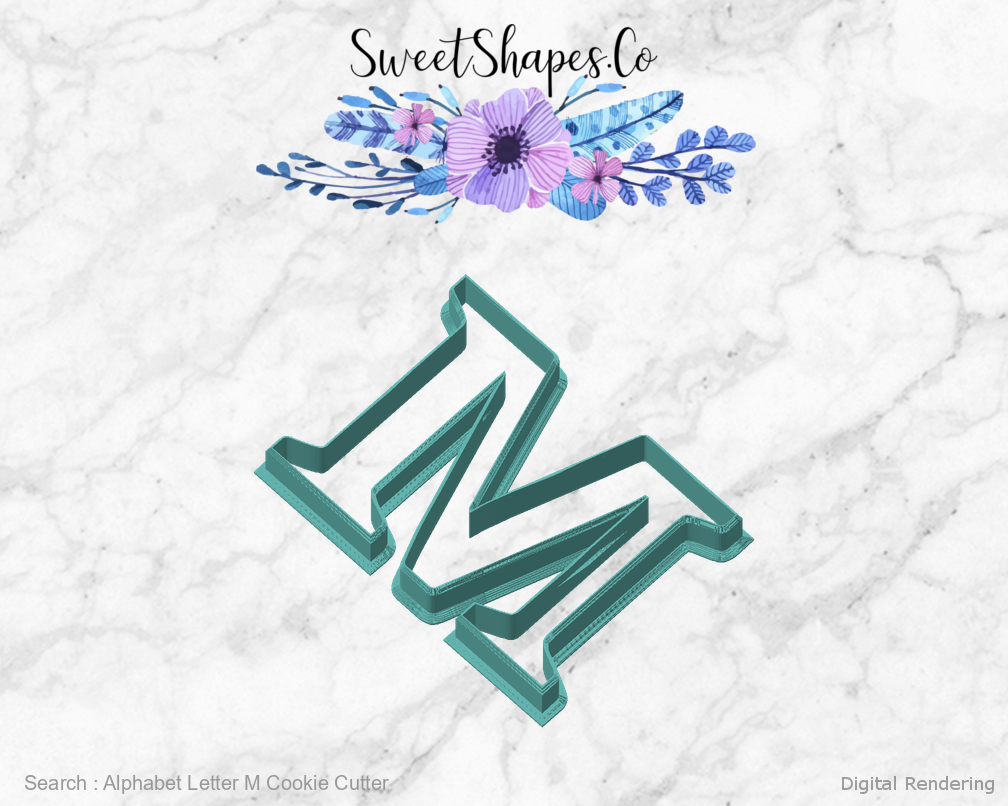 Alphabet Letter M Cookie Cutter — angled front view