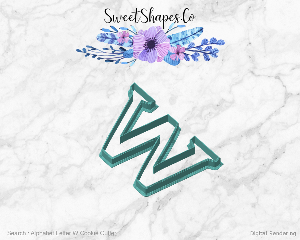 Alphabet Letter W Cookie Cutter — angled front view