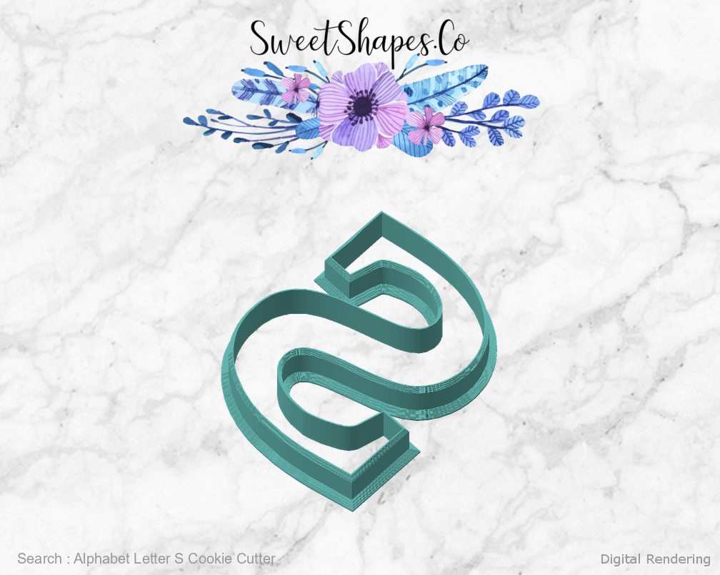 Alphabet Letter S Cookie Cutter — angled front view