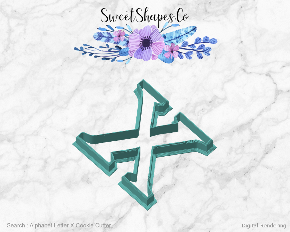 Alphabet Letter X Cookie Cutter — angled front view