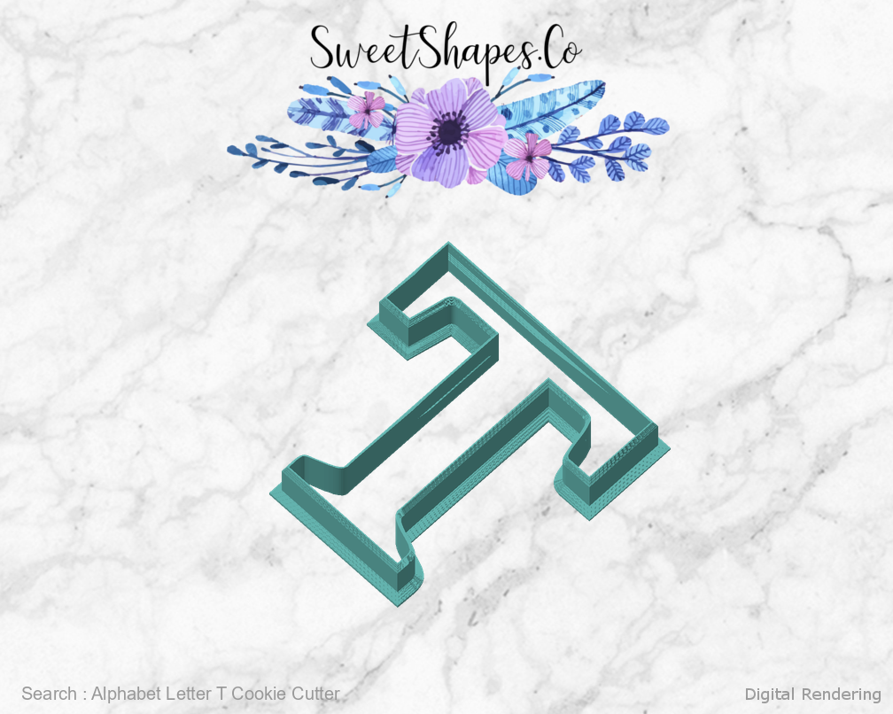 Alphabet Letter T Cookie Cutter — angled front view