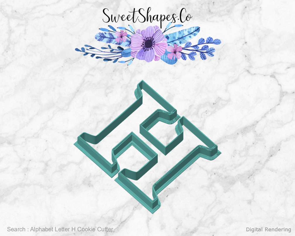 Alphabet Letter H Cookie Cutter — angled front view