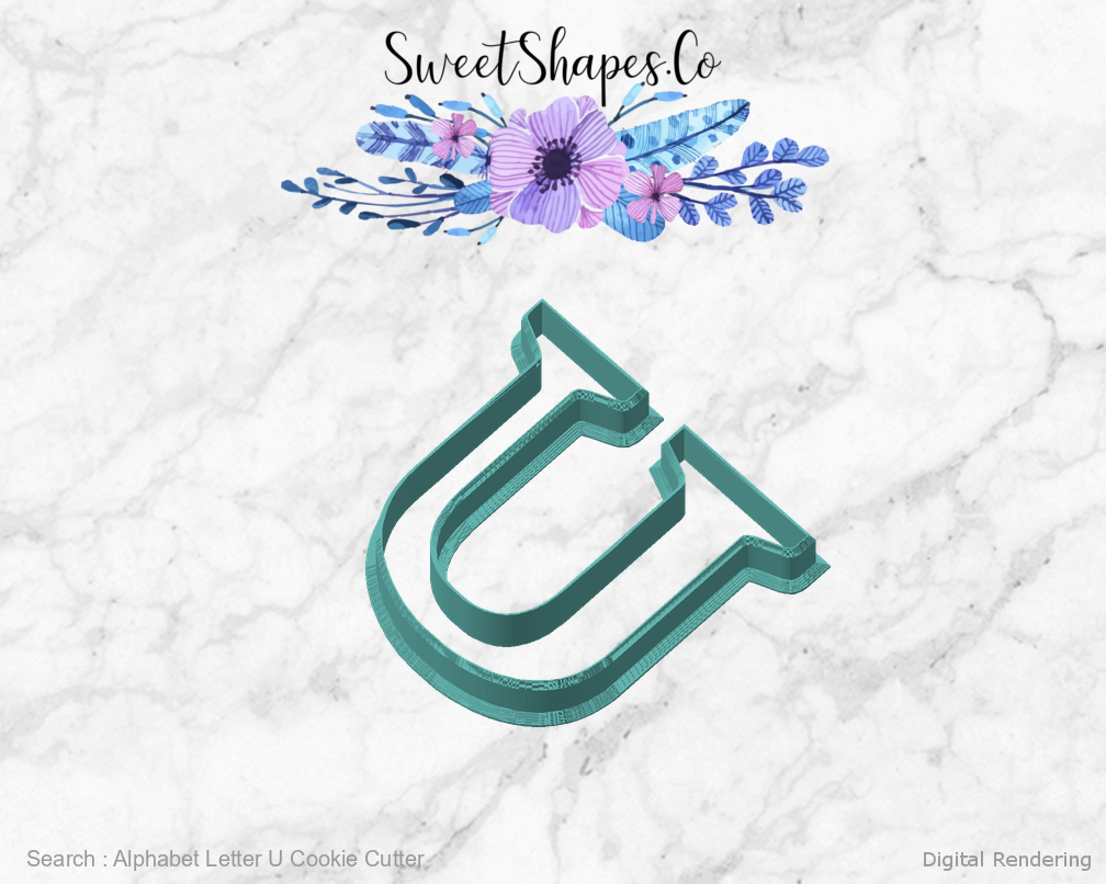 Alphabet Letter U Cookie Cutter — angled front view